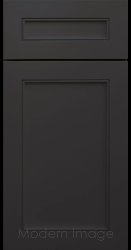 Highland Midnight Sun painted Shaker kitchen cabinet door with wide rails and a flat center panel.